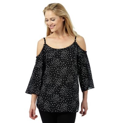 The Collection Black printed cold shoulder top